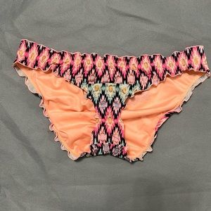 Victoria’s Secret. Size Small. Orange Multicolored Cheeky Bikini Bottoms.